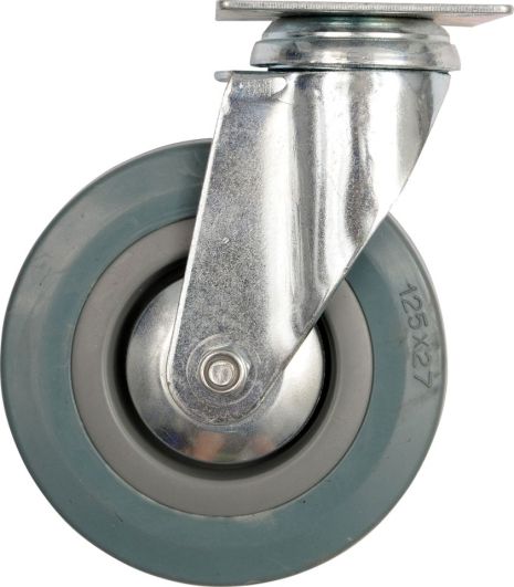 Колесо до коляски Ø = 100 мм, b = 26 мм; сіра гума, з опорою, що обертається; h = 134 мм, навантаж. - 45 кг Vorel 87363