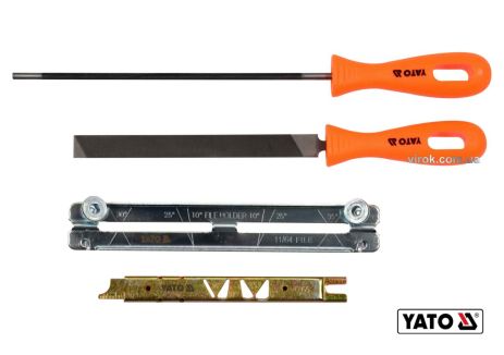 Набір для заточування ланцюгів з напилком Ø4.8 мм 4 шт Yato YT-85042