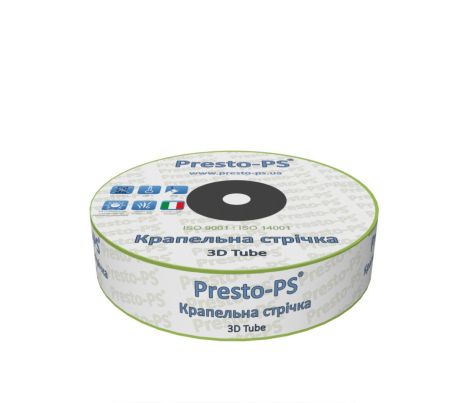 Капельная лента Presto-PS эмиттерная 3D Tube капельницы через 20 см, расход 2.7 л/ч, длина 1000 м (3D-20-1000)