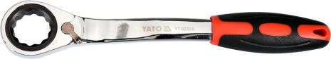 Ключ накидний, вигнутий з тріскачкою: М27, HRC 42-48, Cr-V, з ергономічною прогумованою ручкою Yato YT-02386