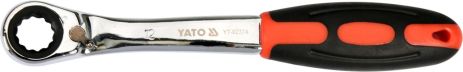 Ключ накидний, вигнутий з тріскачкою: М12, HRC 42-48, Cr-V, з ергономічною прогумованою ручкою Yato YT-02374