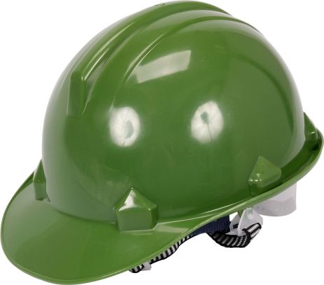 Каска для захисту голови зелена із матеріалу HDPE Vorel 74176