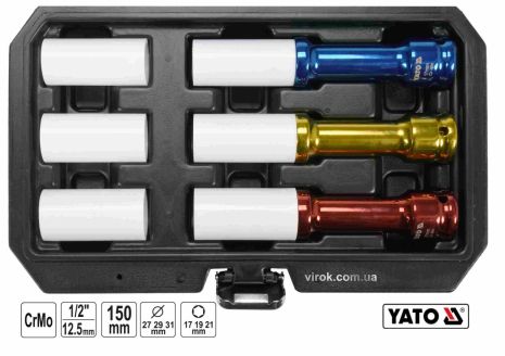 Набор торцевых головок длинных для алюминиевых дисков 1/2" Yato YT-10563