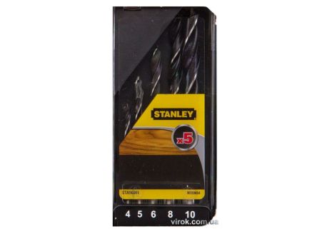Набір свердлів по дереву 4-10 мм 5 шт Stanley STA56001