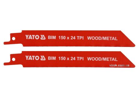 Полотна по дереву и металлу, би-металлические, для сабельной пилы : l=150 мм, h=1 мм, 24 зубьев/1", 2 шт YaTo YT-33932