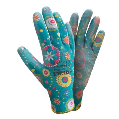 Трикотажні рукавички з частковим ПУ покриттям р7 (сині манжет) Sigma 9446541