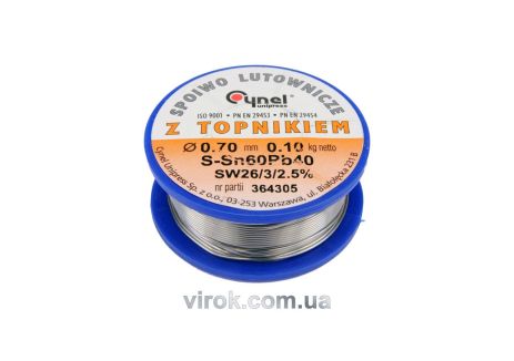 Припой с флюсом Sn60-Pb40 проволочный 0.7 мм 100 г Vorel 76806