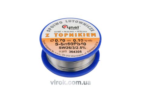 Припой с флюсом Sn60-Pb40 проволочный 0.7 мм 100 г Vorel 76806