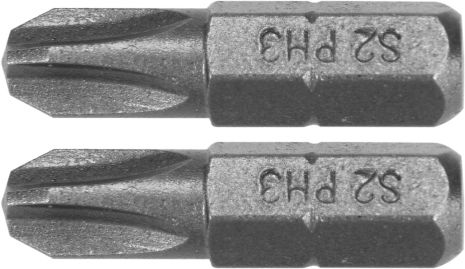 Насадка отверточная : "Phillips" PH3 x 25 мм, HEX 1/4", AISI S2, 2 шт Yato YT-77873