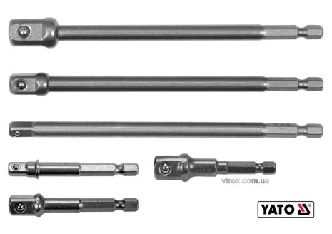 Переходники для шуруповёрта под головки 1/4",3/8",1/2" 50/150мм (6шт) Yato YT-04629