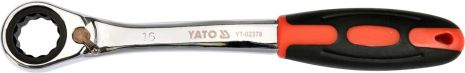 Ключ накидной, изогнутый с трещоткой : М16, HRC 42-48, Cr-V, с эргономичной прорезиненной ручкой Yato YT-02378