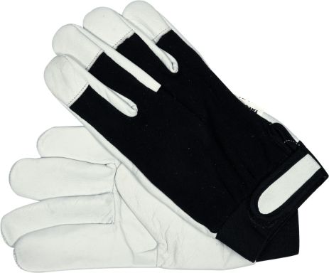 Перчатки рабочие бело-черные, хлопок + кожа, размер 8 Yato YT-74639
