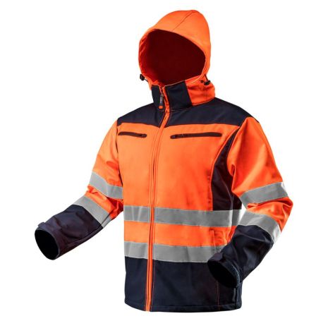 Куртка рабочая сигнальная softshell с капюшоном M, оранжевая, повышенной видимости NEO 81-701-M