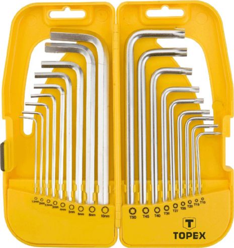 Набір коротких шестигранних ключів та ключів та Torx 18 од. TOPEX 35D953