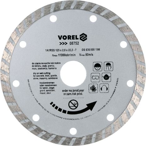 Отрезной алмазный диск "TURBO" 125 мм Vorel 08752