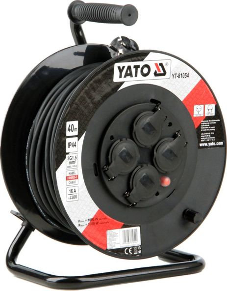Подовжувач із заземленням на котушці 40 метрів 3х1,5 мм² Yato YT-81054
