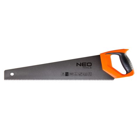 Ножівка, покриття PTFE, 7 TPI, 500 мм, двокомпонентна рукоятка, тристороннє заточування та загартування зубів NEO 41-021