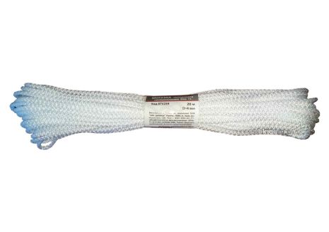 Шнур хозяйственный Тип 3 TM , 4 мм Х 20 м, р/н=53 кгсм, полипропиленовая, без сердцевин, белая Virok 87V244