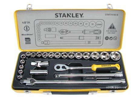 Набор головок торцевых 1/2" в металлическом футляре, 24 шт Stanley STMT74183-8