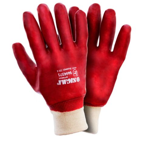 Перчатки трикотажные с ПВХ покрытием (красные манжет) 120 пар Sigma 9444371