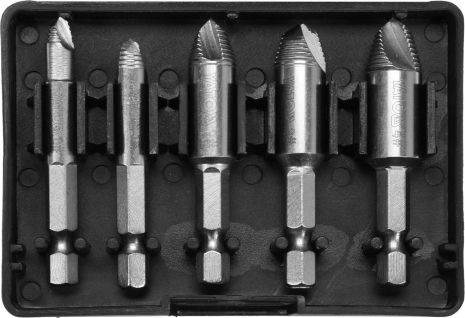 Набор винтовых экстракторов для сломанных винтов HEX - 1/4" HSS 4241 5 шт Yato YT-06035