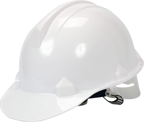 Каска для захисту голови біла з матеріалу HDPE Vorel 74173