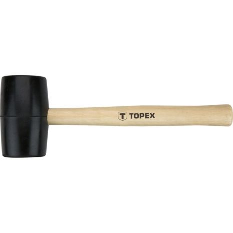 Киянка гумова 340 г, дерев'яна ручка, чорна гума. Topex 02A343