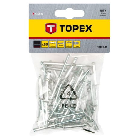 Заклепки алюмінієві 3.2 мм х 8 мм, 50 шт. Topex 43E503