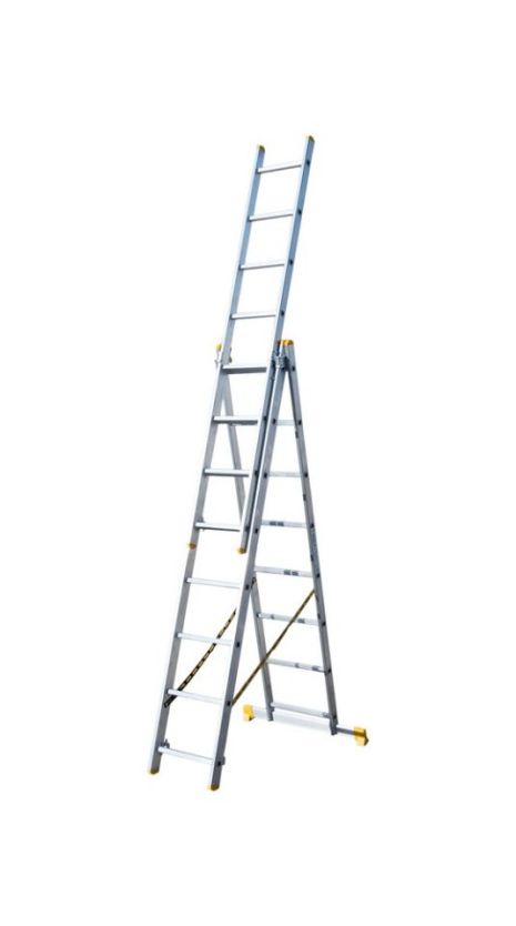 Лестница алюминиевая 3-х секционная 3х8 ступеней h=5400 мм max 150 кг MASTERTOOL 79-1308