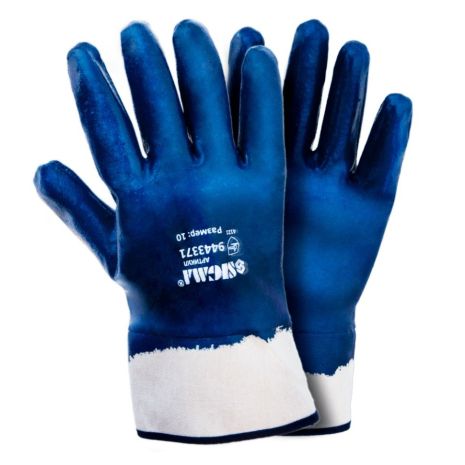 Перчатки трикотажные с нитриловым покрытием (синие краги) 120 пар Sigma 9443371