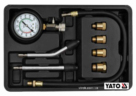 Компресометр для бензиновых двигателей 0-2 МПа, со снаряжением, 8 шт + кейс YaTo YT-73022