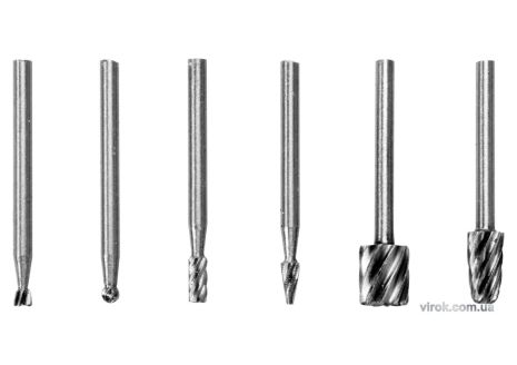 Фрези з металу HSS STHOR для граверів зі шпинделем Ø= 3.2 мм 6 шт. Vorel 25405