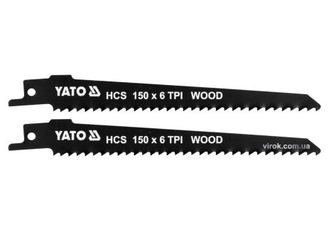Полотна по дереву, для сабельной пилы : l= 150 мм, h= 1 мм, 6 зубьев/1", 2 шт. YaTo YT-33922