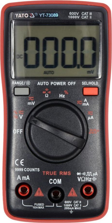 Мультиметр TRUE RMS електричних параметрів із LCD-цифровим діапазоном 9999 Yato YT-73089