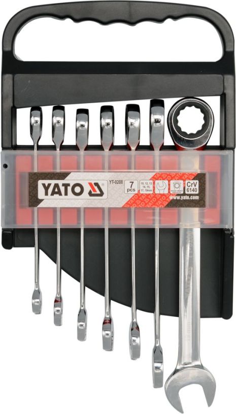 Набір ключів комбінованих з тріскачкою 10-19 мм 7 шт Yato YT-0208