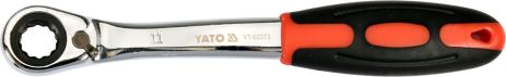Ключ накидной, изогнутый с трещоткой : М11, HRC 42-48, Cr-V, с эргономичной прорезиненной ручкой Yato YT-02373