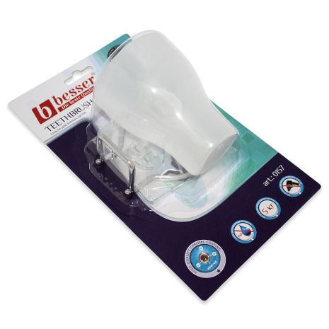 Склянка для зубних щіток Besser 9*10*15см з підставкою та кріпленням "SMART STICKER" KM-0157