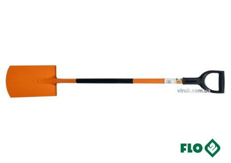 Лопата штыковая прямая FLO металлическая основа HRC 45 пластиковая ручка Vorel 35720