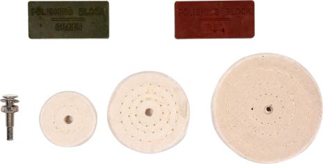 Набір полірувальний 3 диски Ø= 50, 75, 100 мм штифт-тримач Ø= 6 мм 2 виду мастики Vorel 25420