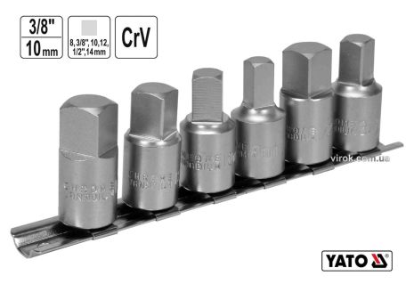 Набір головок для масляних пробок 3/8" 6 шт. Yato YT-05997