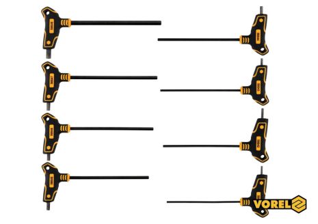 Набір ключів шестигранних Т-подібних HEX 2.5-10 мм 100-200 мм 8 шт Vorel 56649