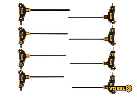 Набор ключей шестигранных Т-образных HEX 2.5-10 мм 100-200 мм 8 шт Vorel 56649