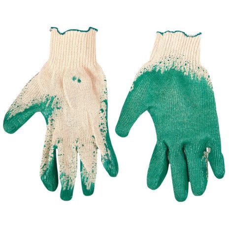 Перчатки рабочие х/б, резиновое покрытие, зеленые, размер 9 Top Tools 83S206