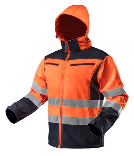 Куртка робоча сигнальна softshell з капюшоном L, помаранчева, підвищеної видимості NEO 81-701-L
