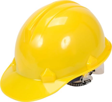 Каска для захисту голови жовта з матеріалу HDPE Vorel 74172