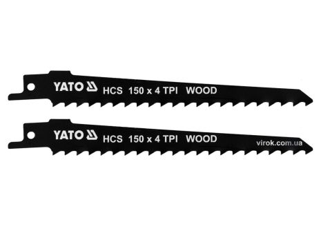 Полотна по дереву, для сабельной пилы : l= 150 мм, h= 1.2 мм, 4 зуба/1", 2 шт. YaTo YT-33921