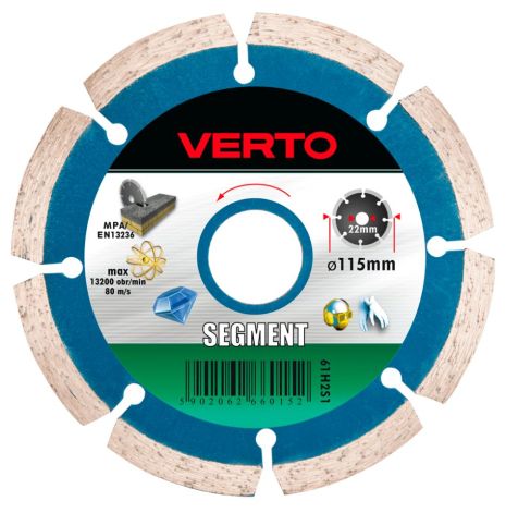 Коло алмазне 115 x 22.2 мм, сегментне, сегмент (H x W) 7 x 2 мм Verto 61H2S1