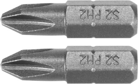 Насадка отверточная : "Phillips" PH2 x 25 мм, HEX 1/4", AISI S2, 2 шт Yato YT-77872