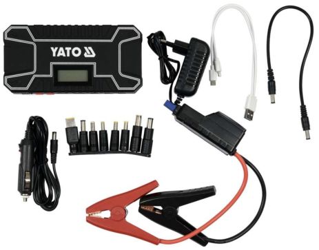 Пусковая-зарядная батарея Li-Pol: 12000 мАч, 300/500 А, питание через USB: 5В, 2А Yato YT-83082