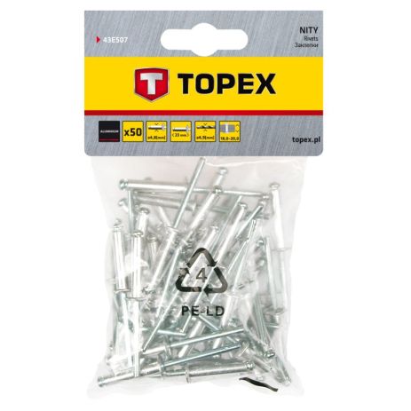 Заклепки алюмінієві 3.2 мм х 8 мм, 50 шт. Topex 43E507